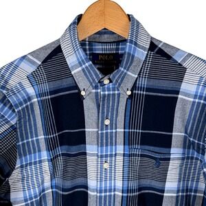 Polo Ralph Lauren Classic Fit Performance Plaid Button Down Shirt Mens M Blue